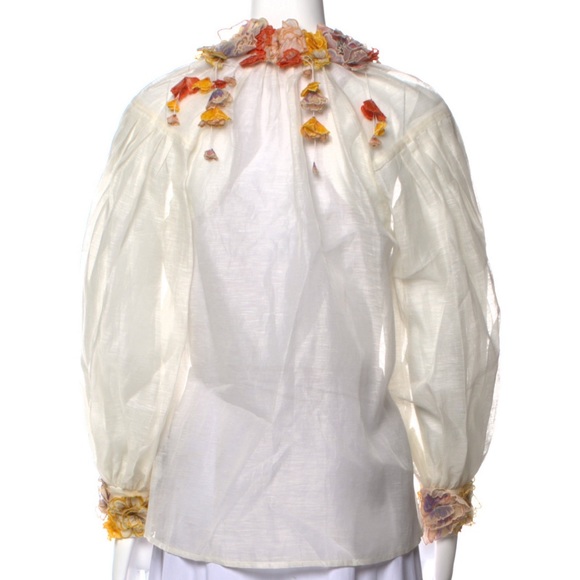 Authentic NWT Zimmermann Postcard Flower Embellished Blouse Size0( US2-4) - Picture 3 of 3